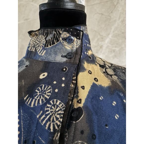 VTG Laurèl Escada Graphic Wool Tunic - EU 36 / US 6, Navy, Artsy Boho Lagenlook - Picture 6 of 11